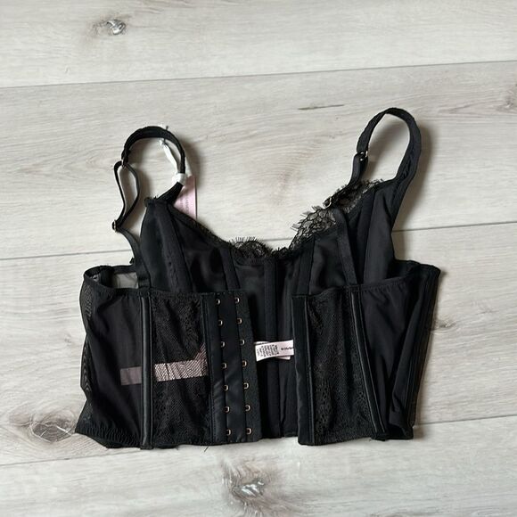 Victoria's Secret XS Unlined Lace-Up Corset Top Dream‎ Angels BLACK Size M NWT - Picture 5 of 5